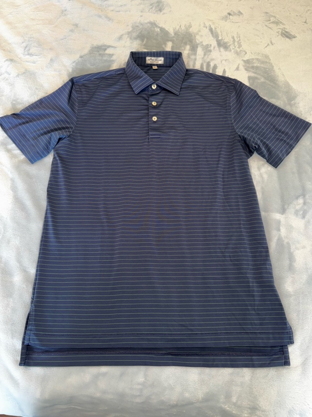 Peter Millar Navy Thin-Striped Polo